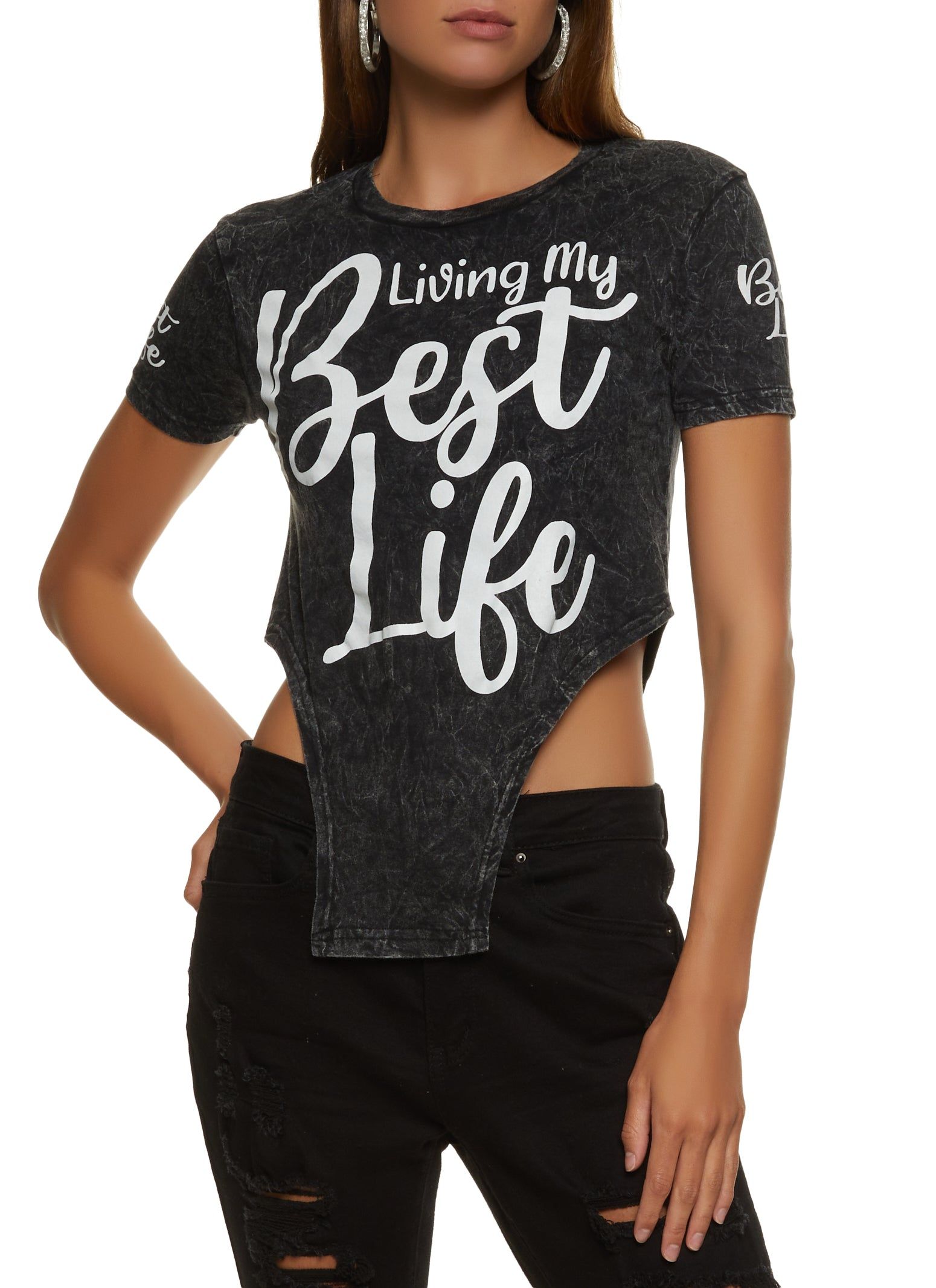 Living My Best Life Hanky Hem Graphic Tee sold by Rainbow