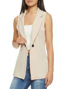 Crepe Knit Faux Button Blazer Vest sold by Rainbow