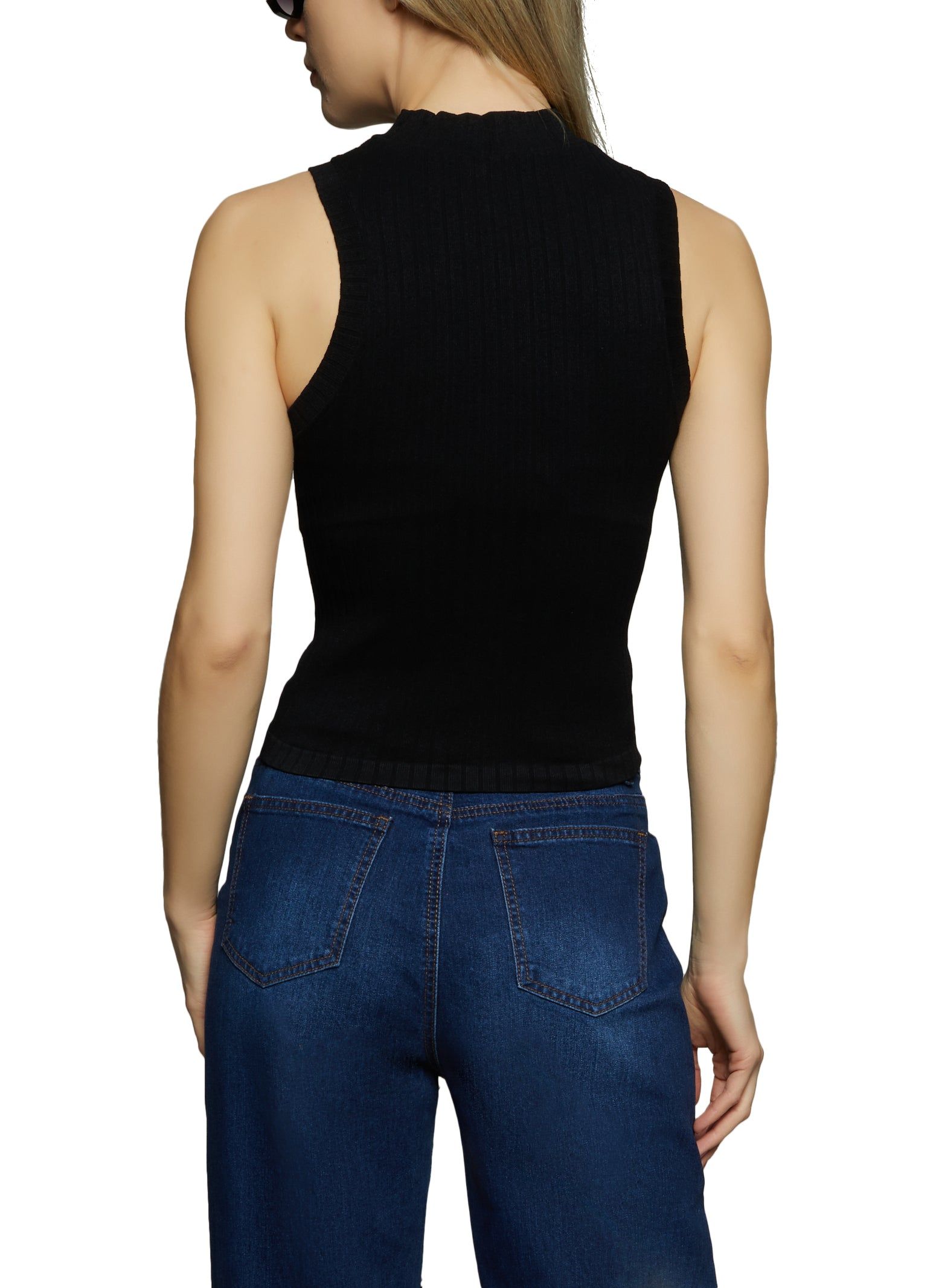 Seamless Ribbed Zip Neck Tank Top sold by Rainbow product image thumbnail 2