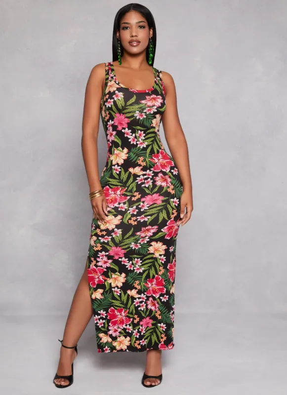 Tropical Print Tank Dress sold by Rainbow