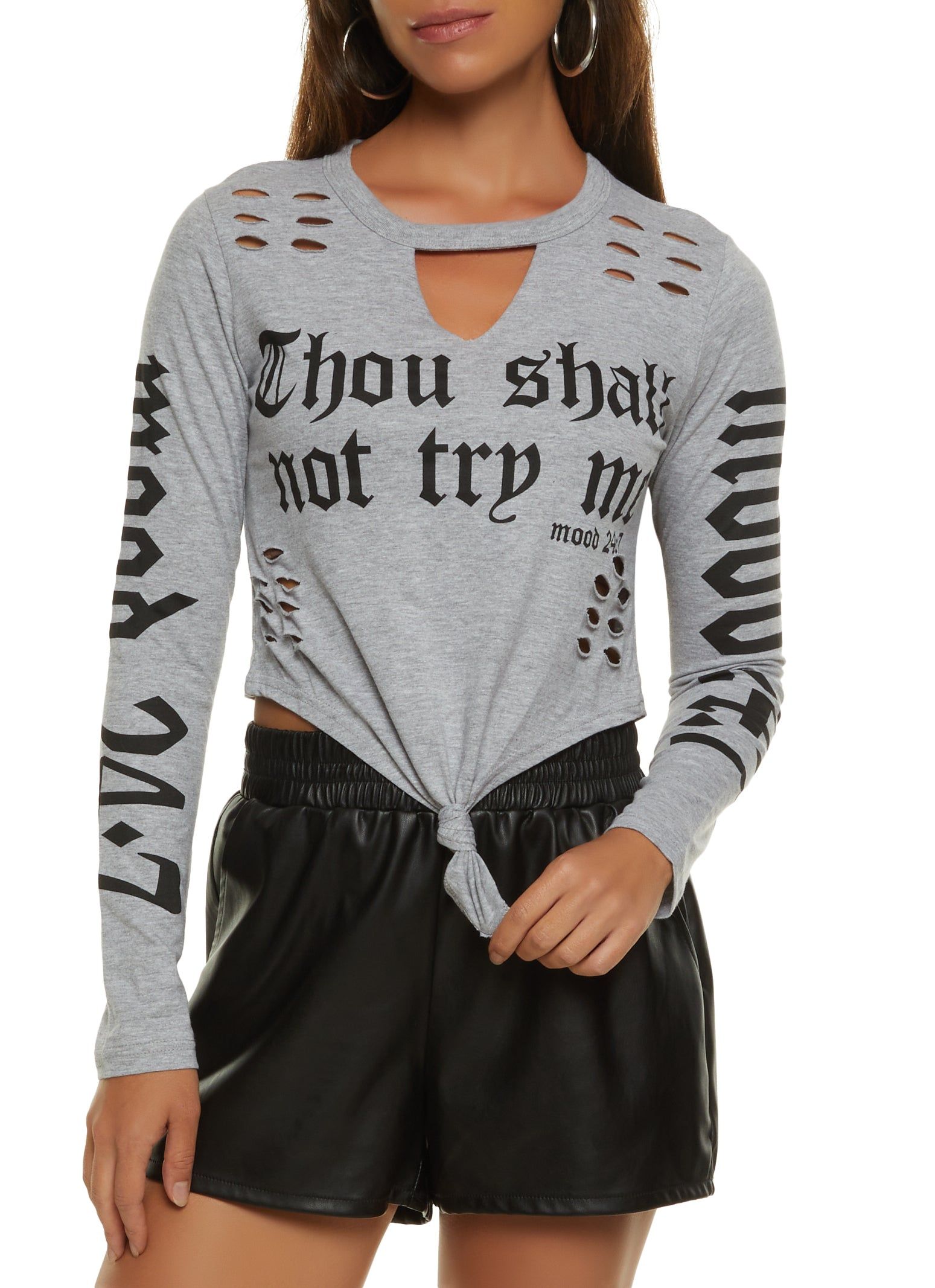 Laser Cut Thou Shall Not Graphic Tee sold by Rainbow