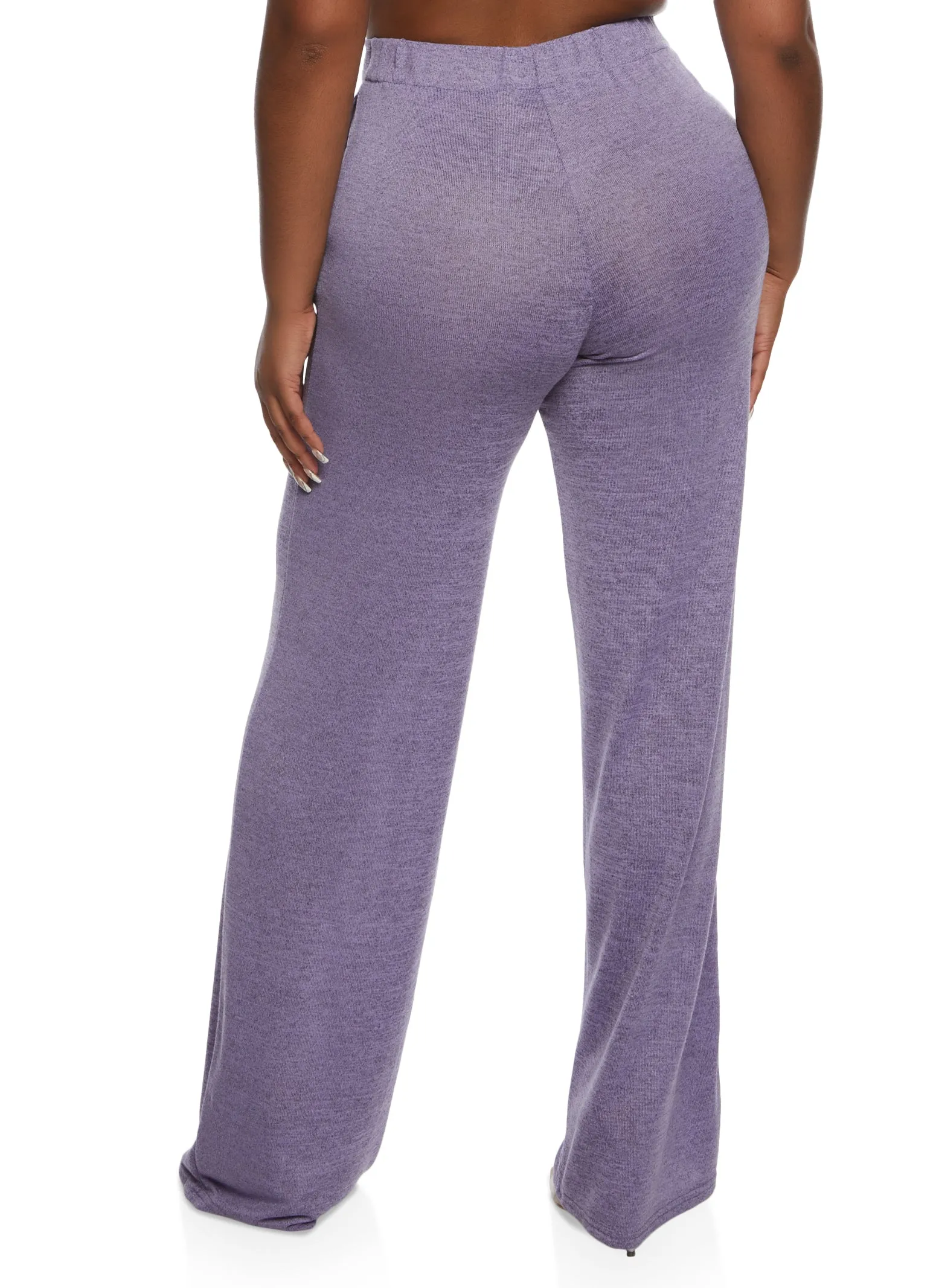 Daisy Solid Brushed Knit High Waisted Wide Leg Pants sold by Rainbow product image thumbnail 3