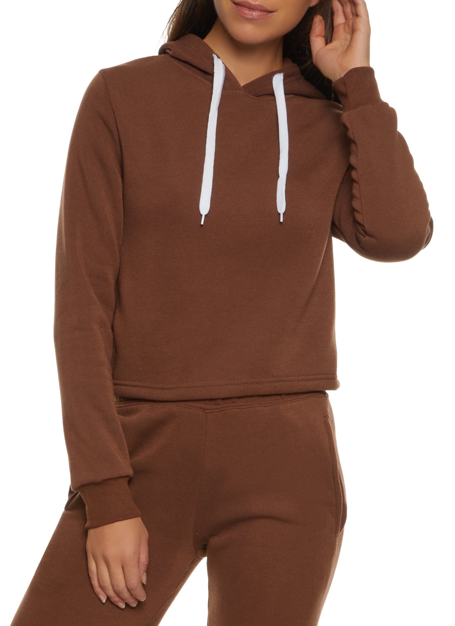 Fleece Hooded Cropped Sweatshirt sold by Rainbow