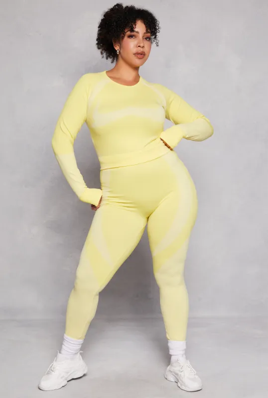 Plus Size Seamless Color Block Active Leggings sold by Rainbow