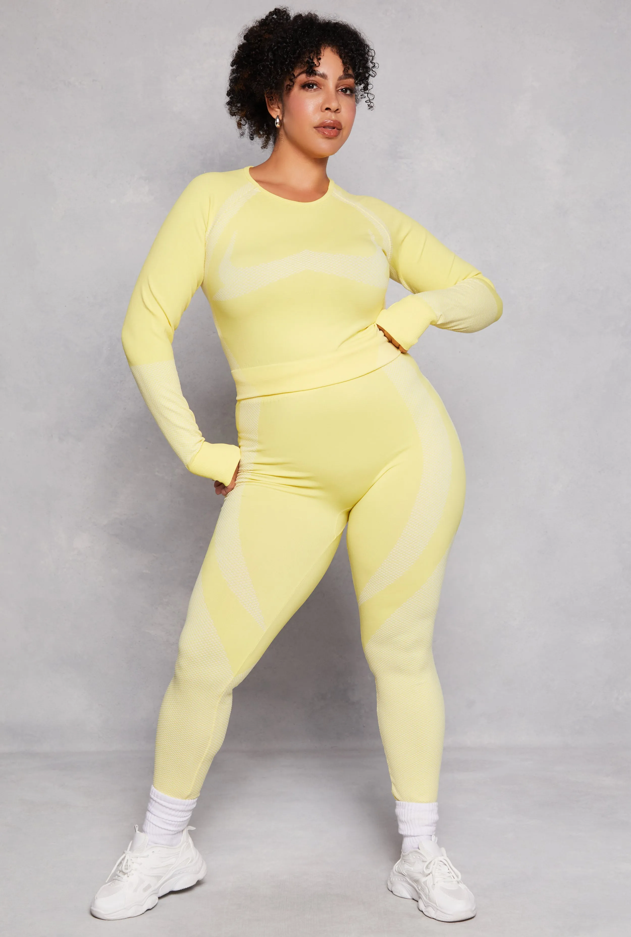 Plus Size Seamless Color Block Active Leggings sold by Rainbow