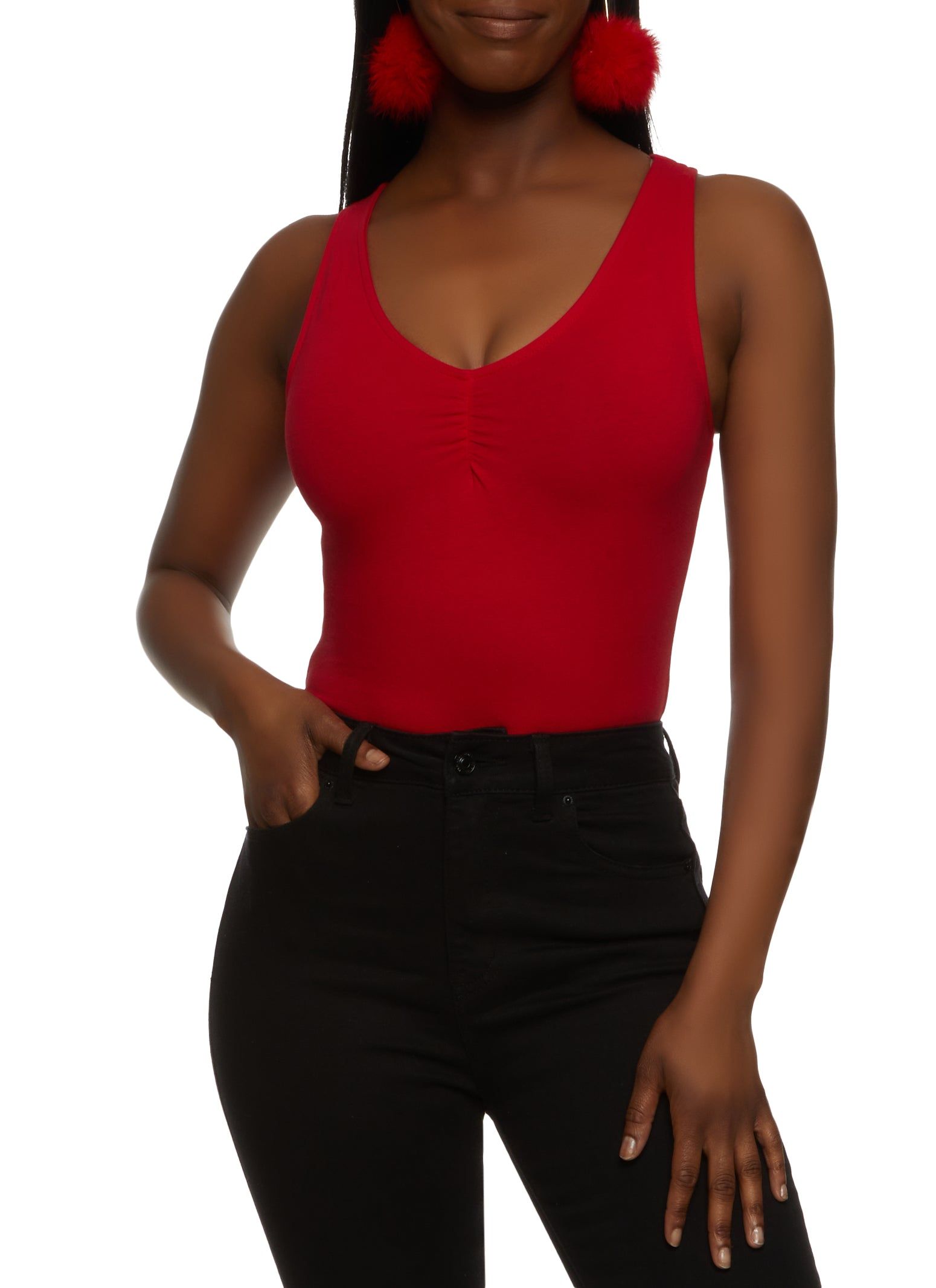 V Neck Ruched Detail Bodysuit sold by Rainbow product image thumbnail 2