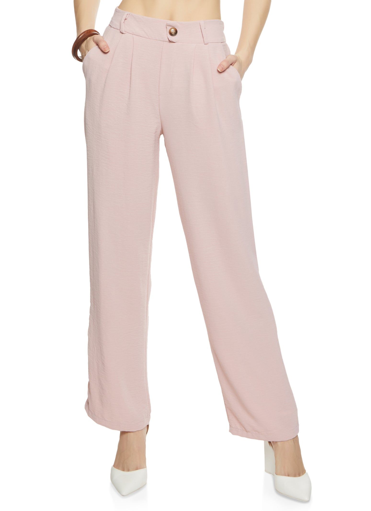 Pleated Front Wide Leg Pants sold by Rainbow