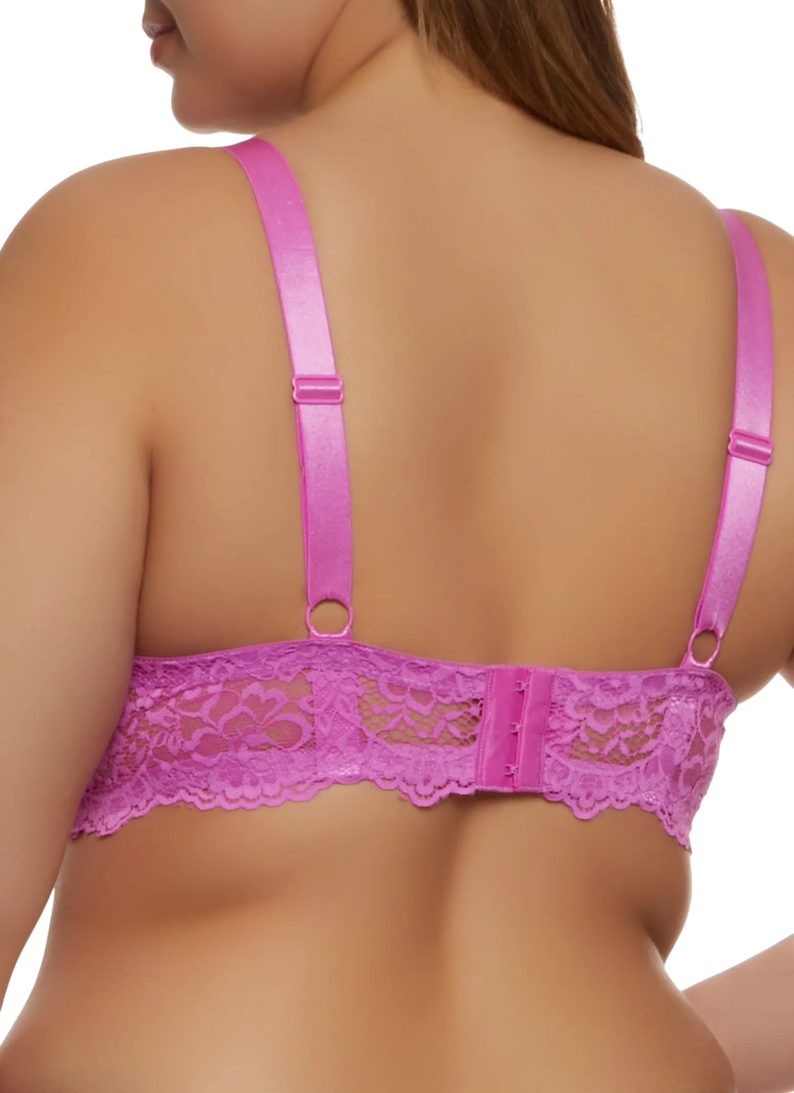 Plus Size Scalloped Floral Lace Caged Front Plunge Bra sold by Rainbow product image thumbnail 3