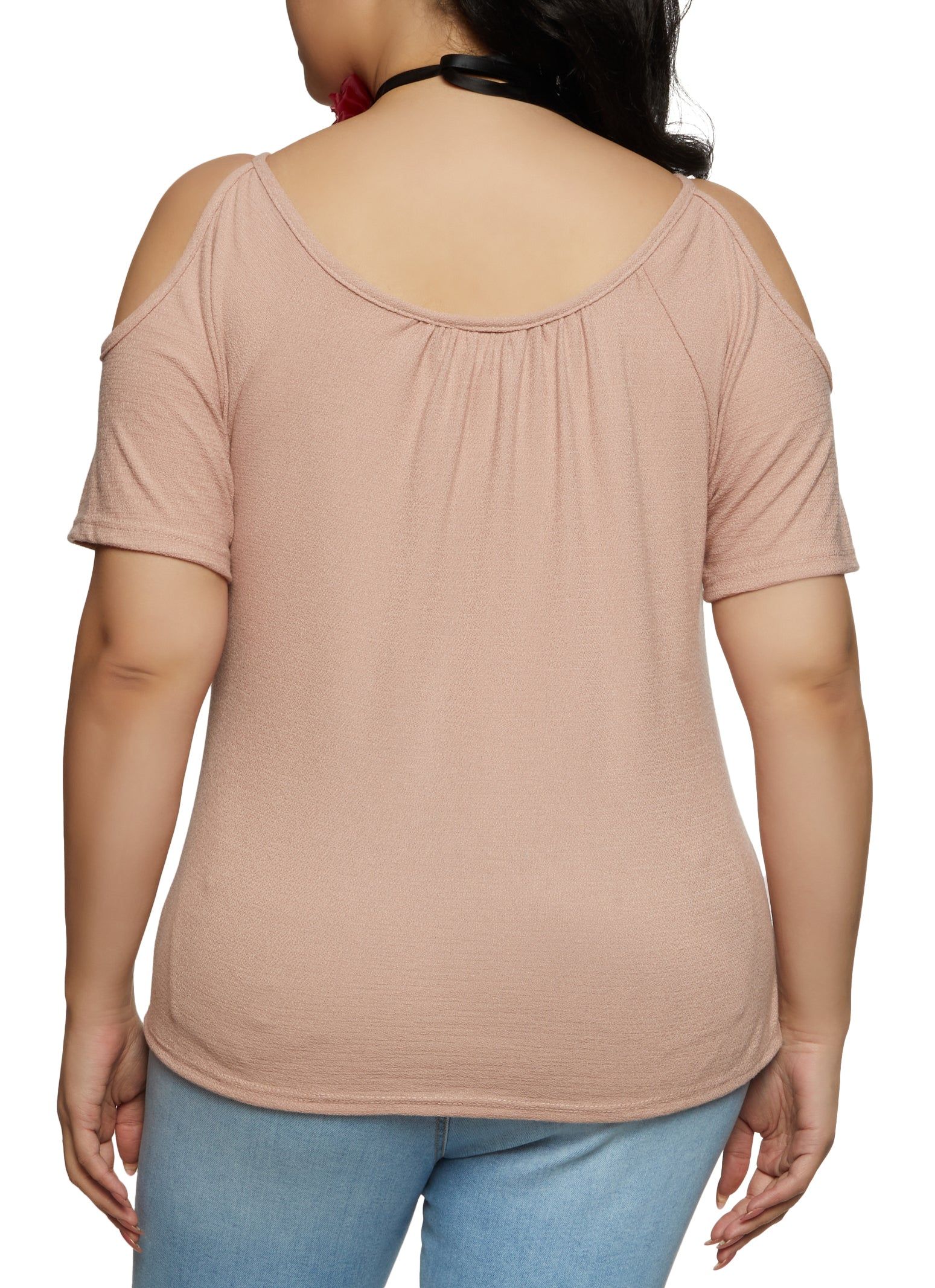 Plus Size Keyhole Detail Cold Shoulder Blouse sold by Rainbow product image thumbnail 2