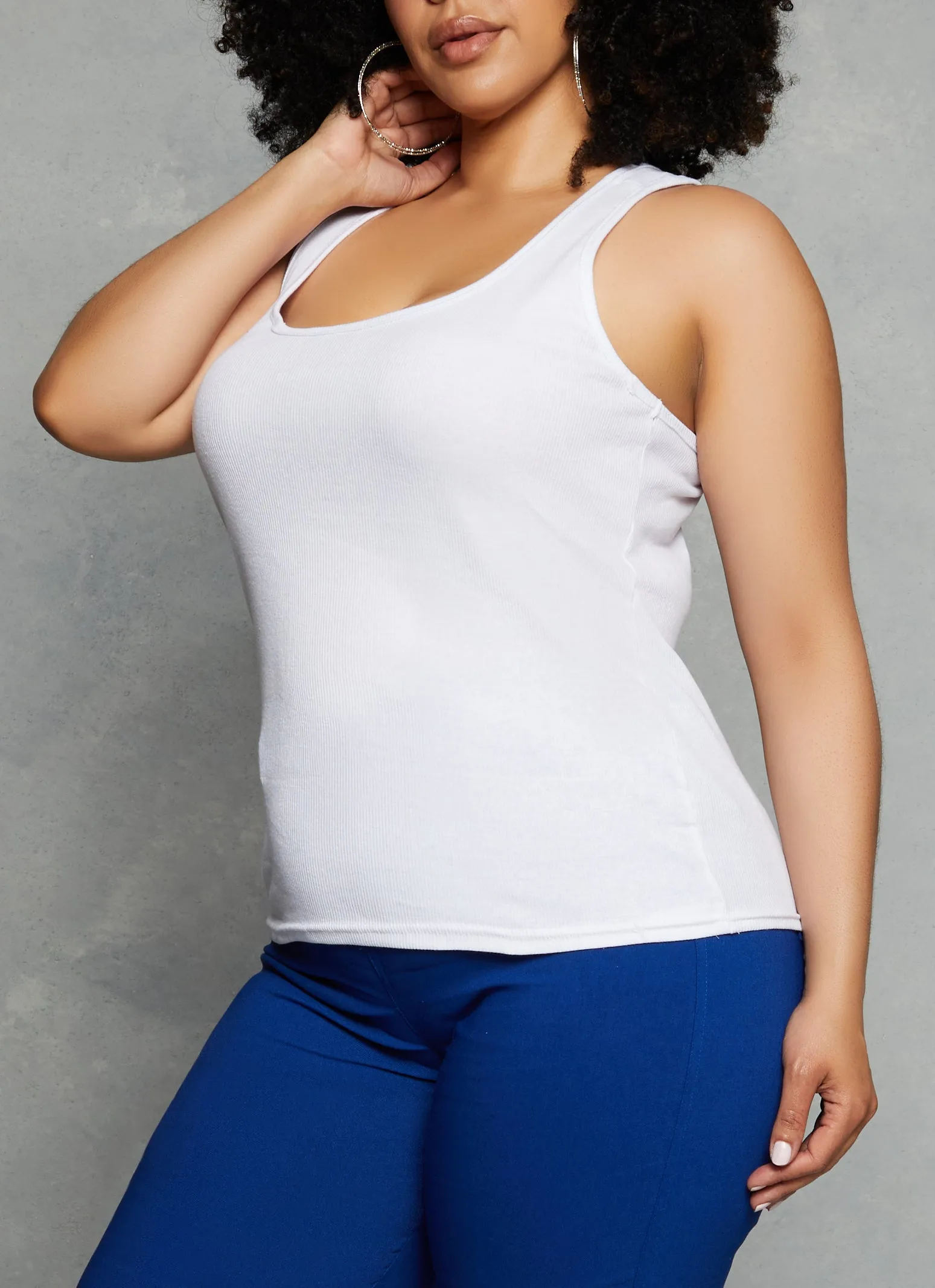 Plus Size Rib Knit Racerback Tank Top sold by Rainbow
