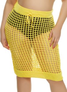 Plus Size High Waist Crochet Skirt sold by Rainbow