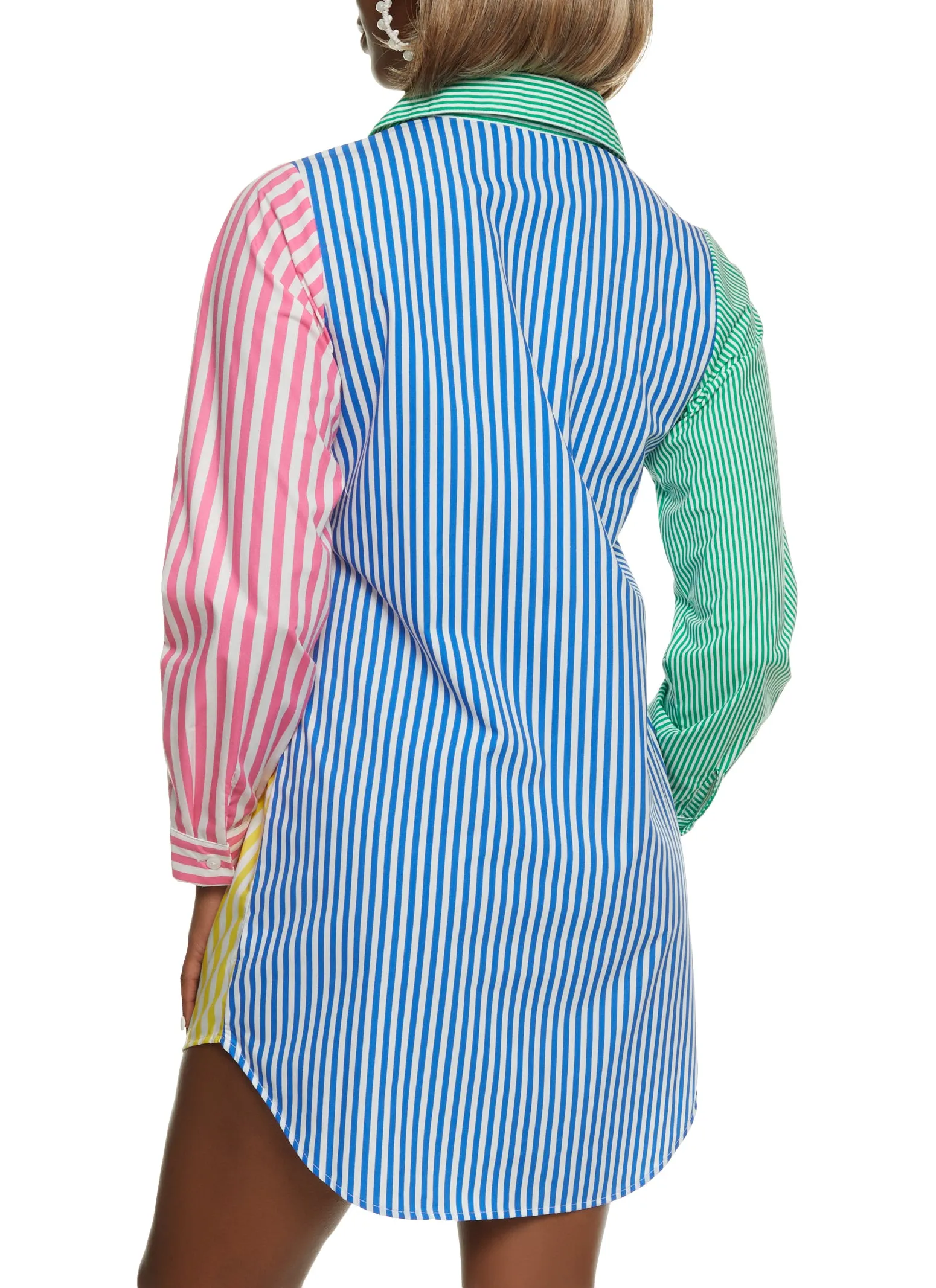 Color Block Stripe Shirt Dress sold by Rainbow product image thumbnail 3