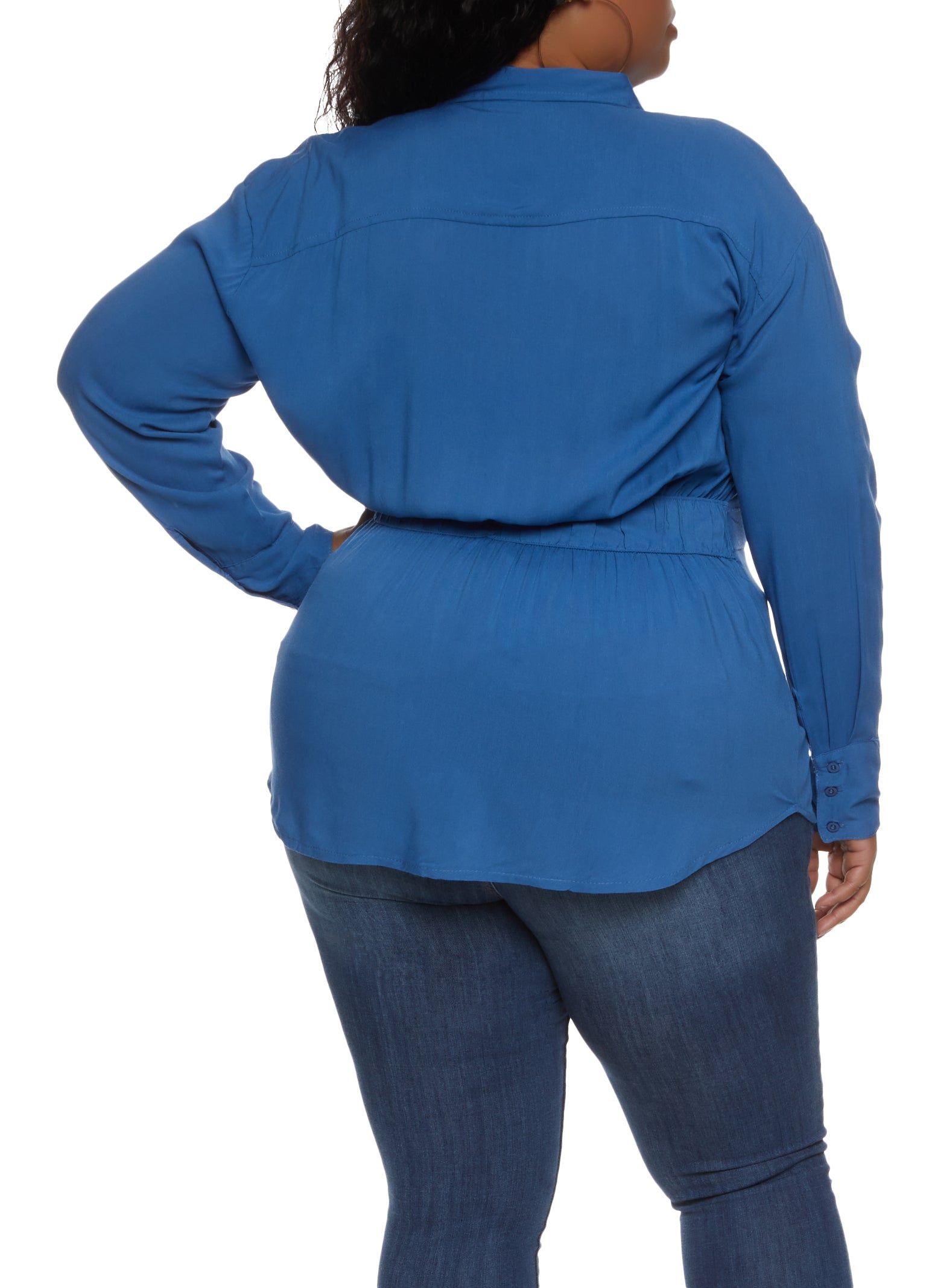 Plus Size Button Front Tie Waist Shirt sold by Rainbow product image thumbnail 2