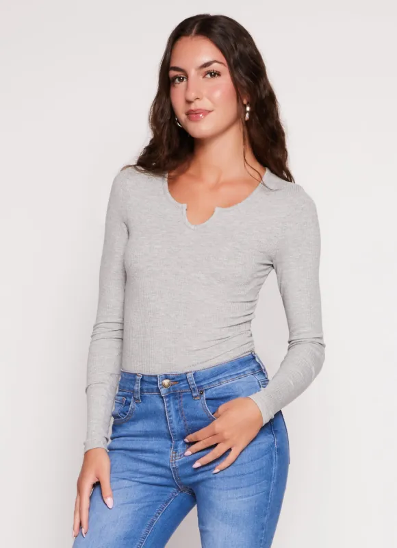 Ribbed Notch Neck Cropped Tee sold by Rainbow