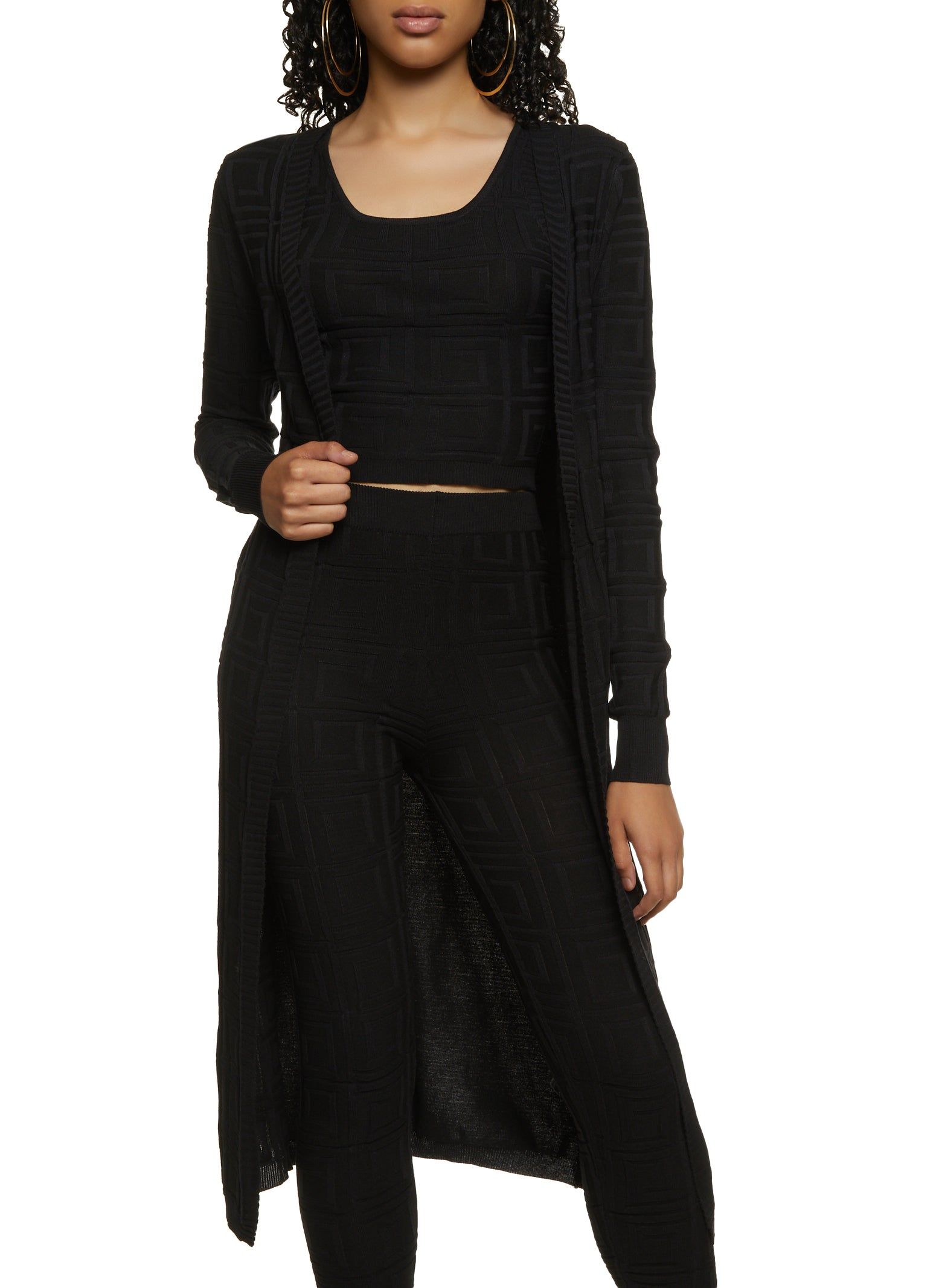 Solid Textured Knit Duster sold by Rainbow