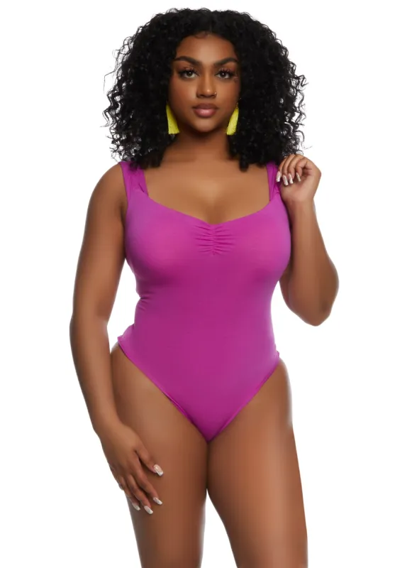 Haute Monde Ruffle Strap Tank Bodysuit sold by Rainbow