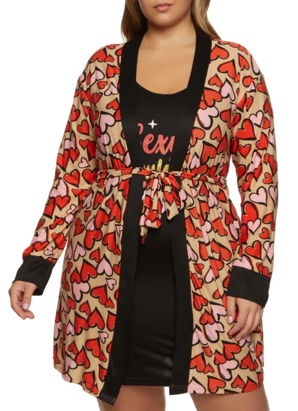 Plus Size Sexy Fabulous Single Graphic Cami Nightgown and Robe sold by Rainbow