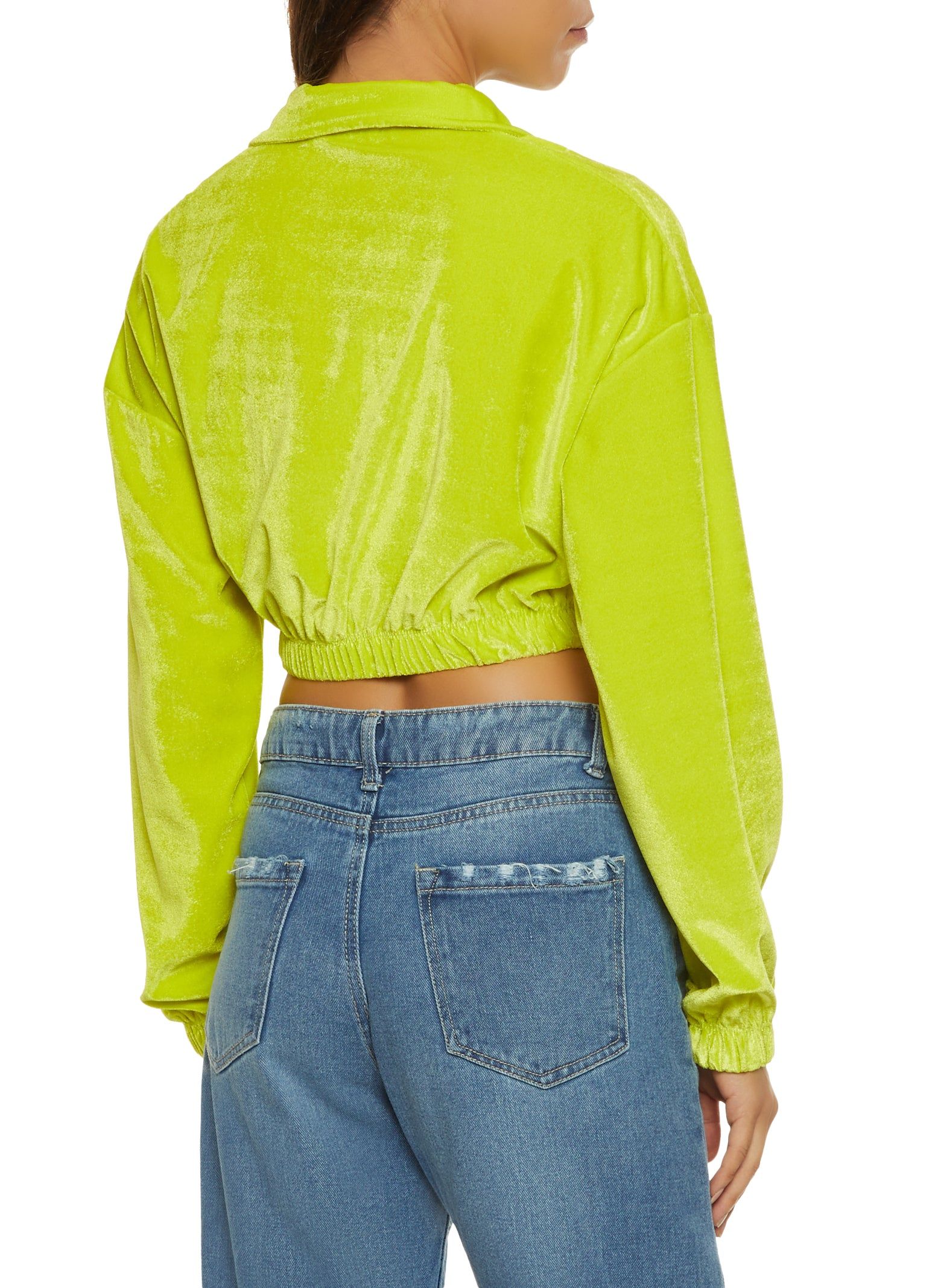 Velour Toggle Drawstring Hem Crop Top sold by Rainbow product image thumbnail 2