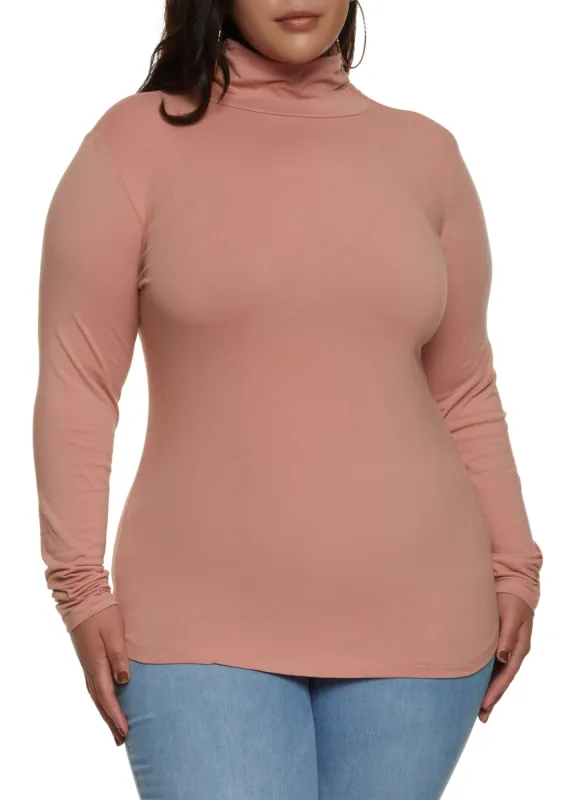 Plus Size Long Sleeve Turtleneck Top sold by Rainbow