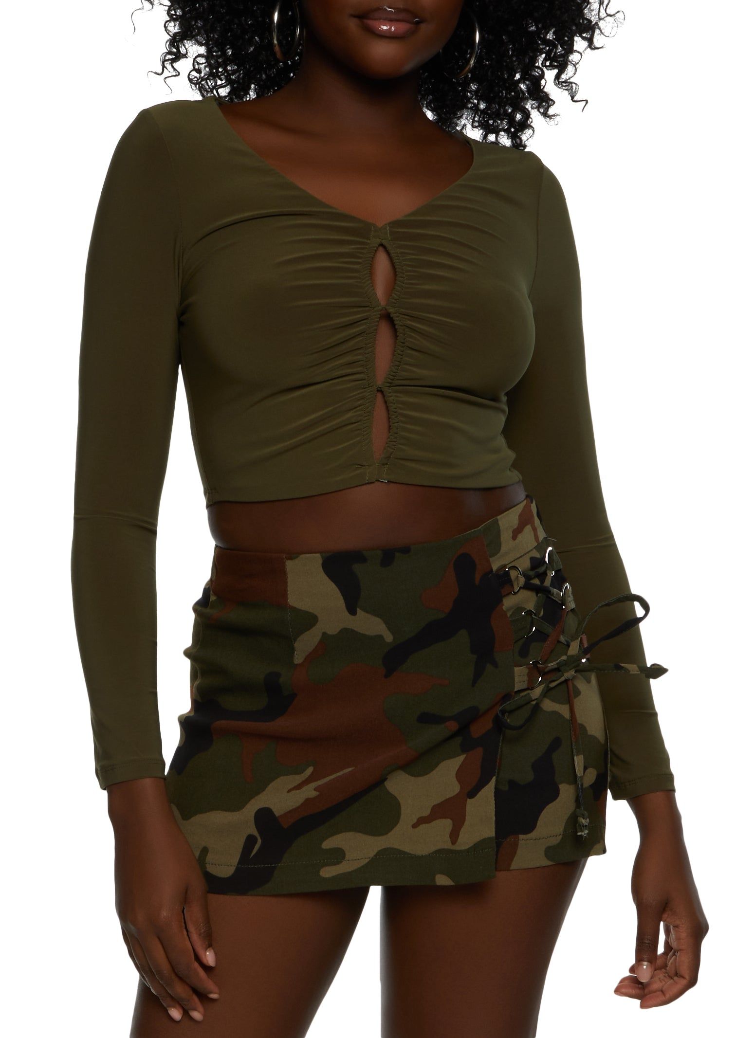 Ruched Keyhole Detail Crop Top sold by Rainbow