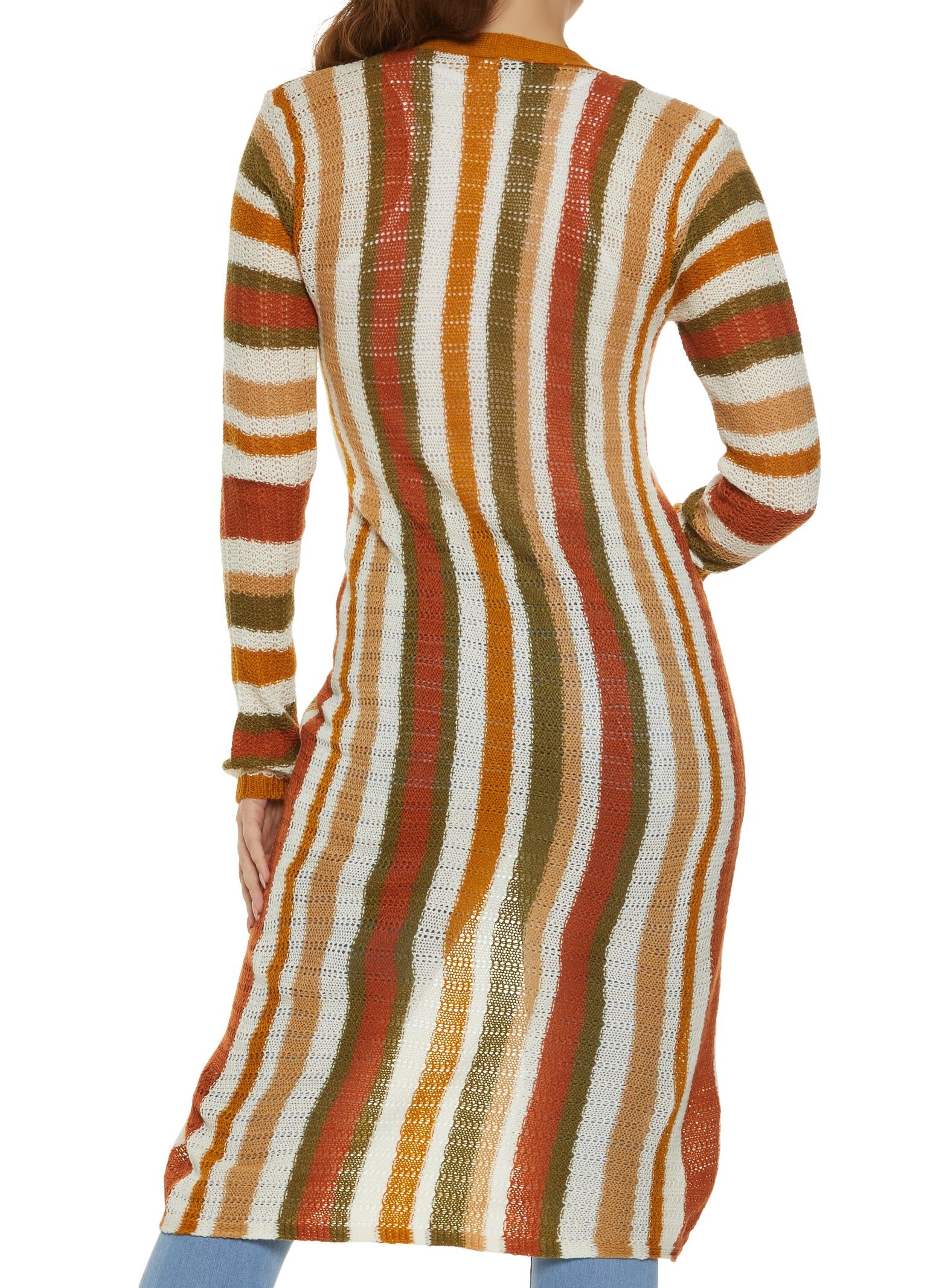 Knitted Striped Long Cardigan sold by Rainbow product image thumbnail 2