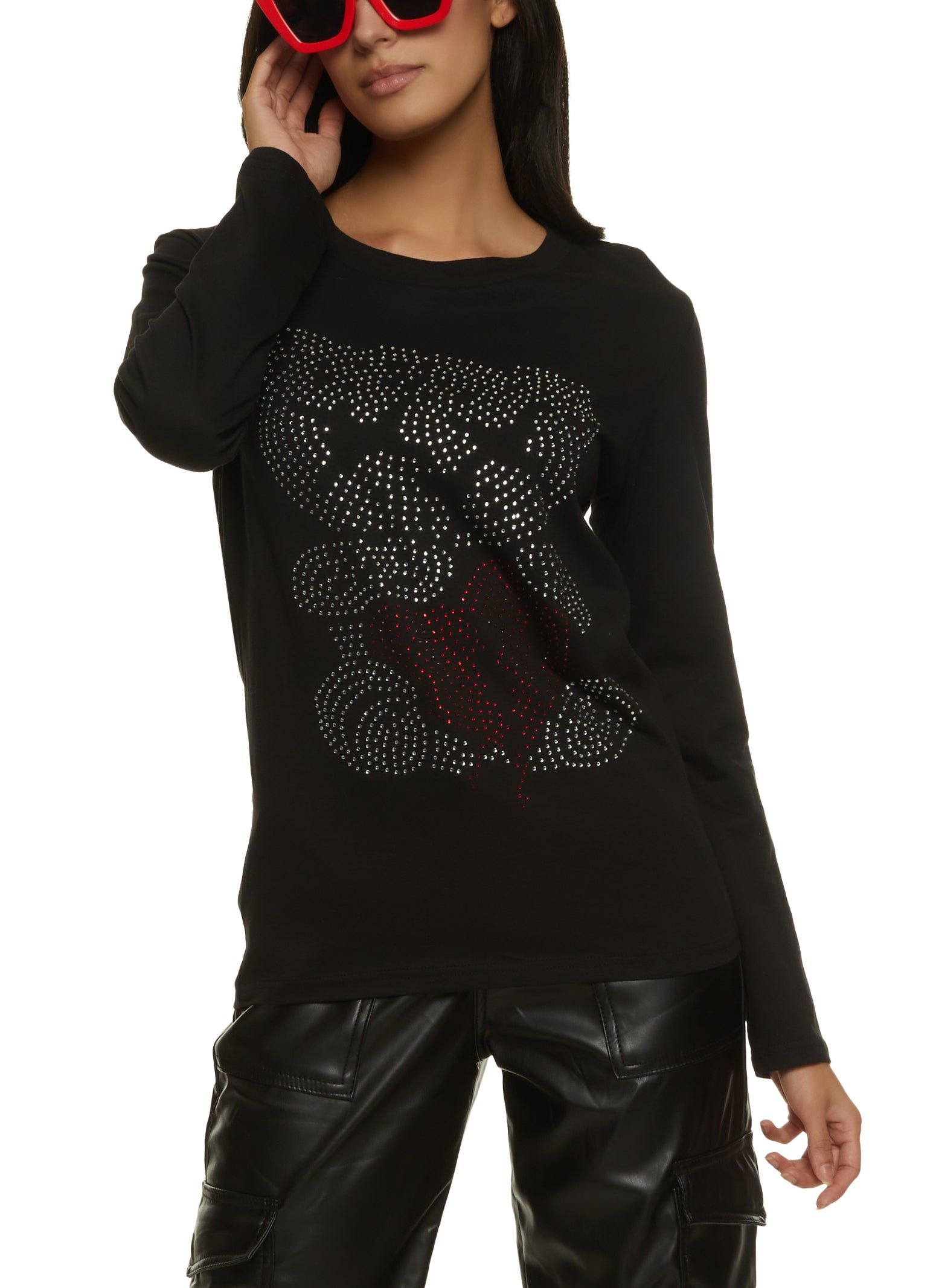 Rhinestone Bear Long Sleeve Graphic Tee sold by Rainbow