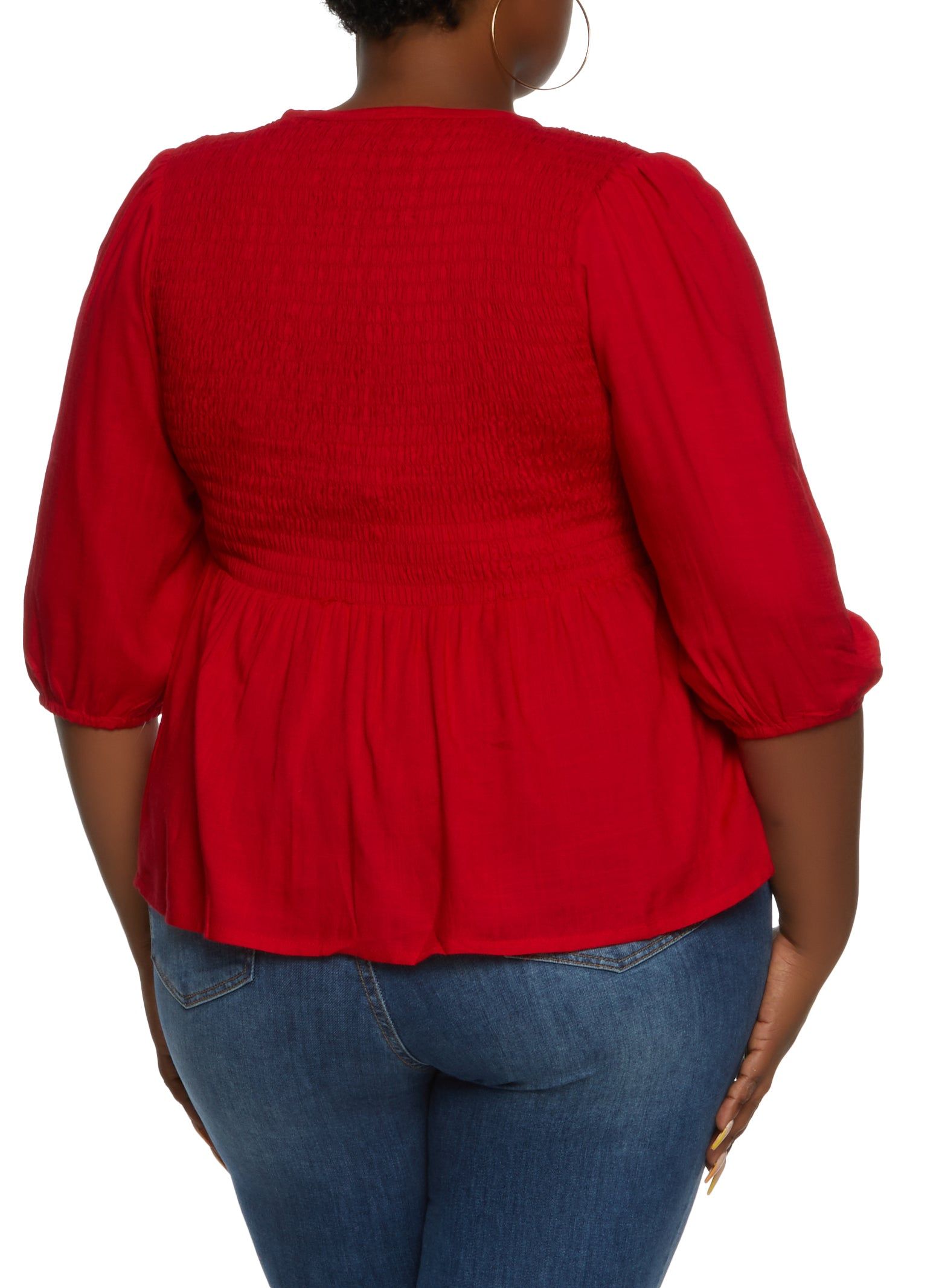 Plus Size Smocked Button Detail Top sold by Rainbow product image thumbnail 2