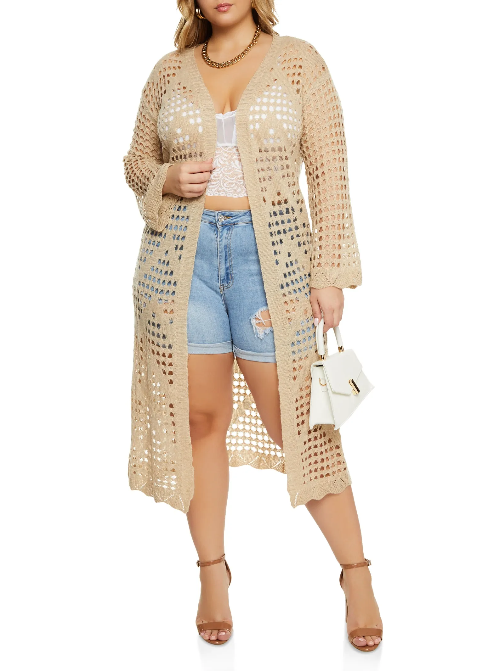 Plus Size Pointelle Open Front Duster sold by Rainbow product image thumbnail 2