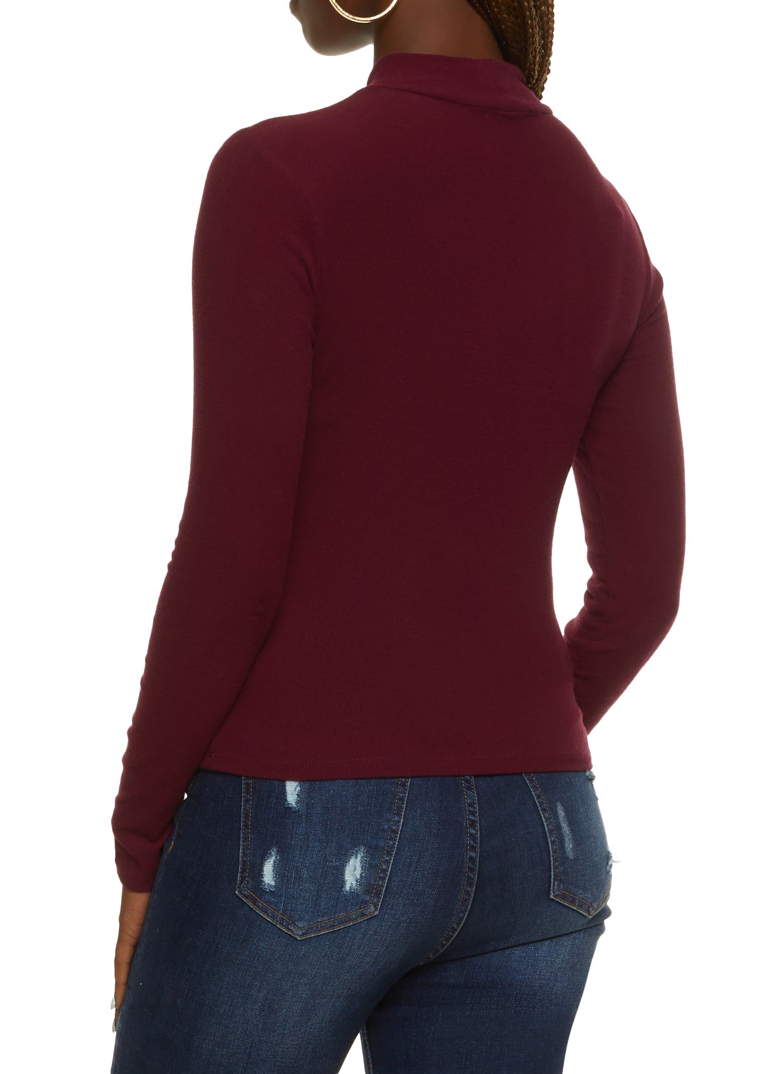 Ribbed Mock Neck Long Sleeve Top sold by Rainbow product image thumbnail 2