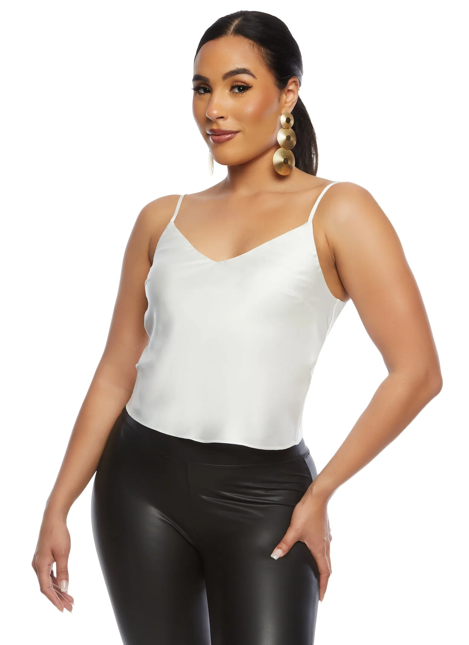 Satin V Neck Cropped Cami sold by Rainbow product image thumbnail 2