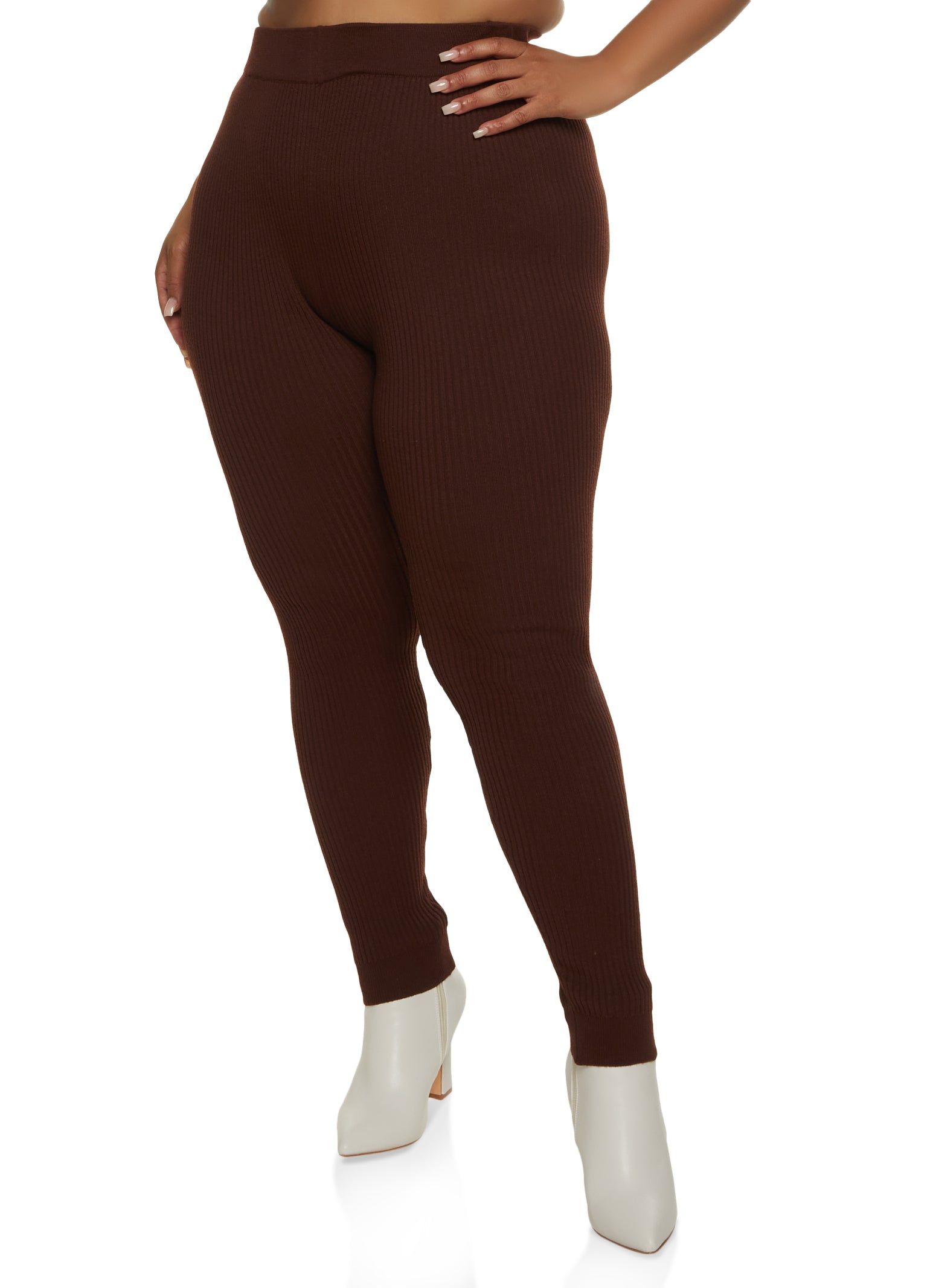 Plus Size Ribbed High Waist Leggings sold by Rainbow