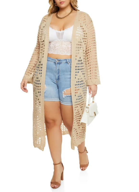 Plus Size Pointelle Open Front Duster sold by Rainbow