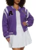 Plus Size Chenille Patch Letterman Jacket sold by Rainbow