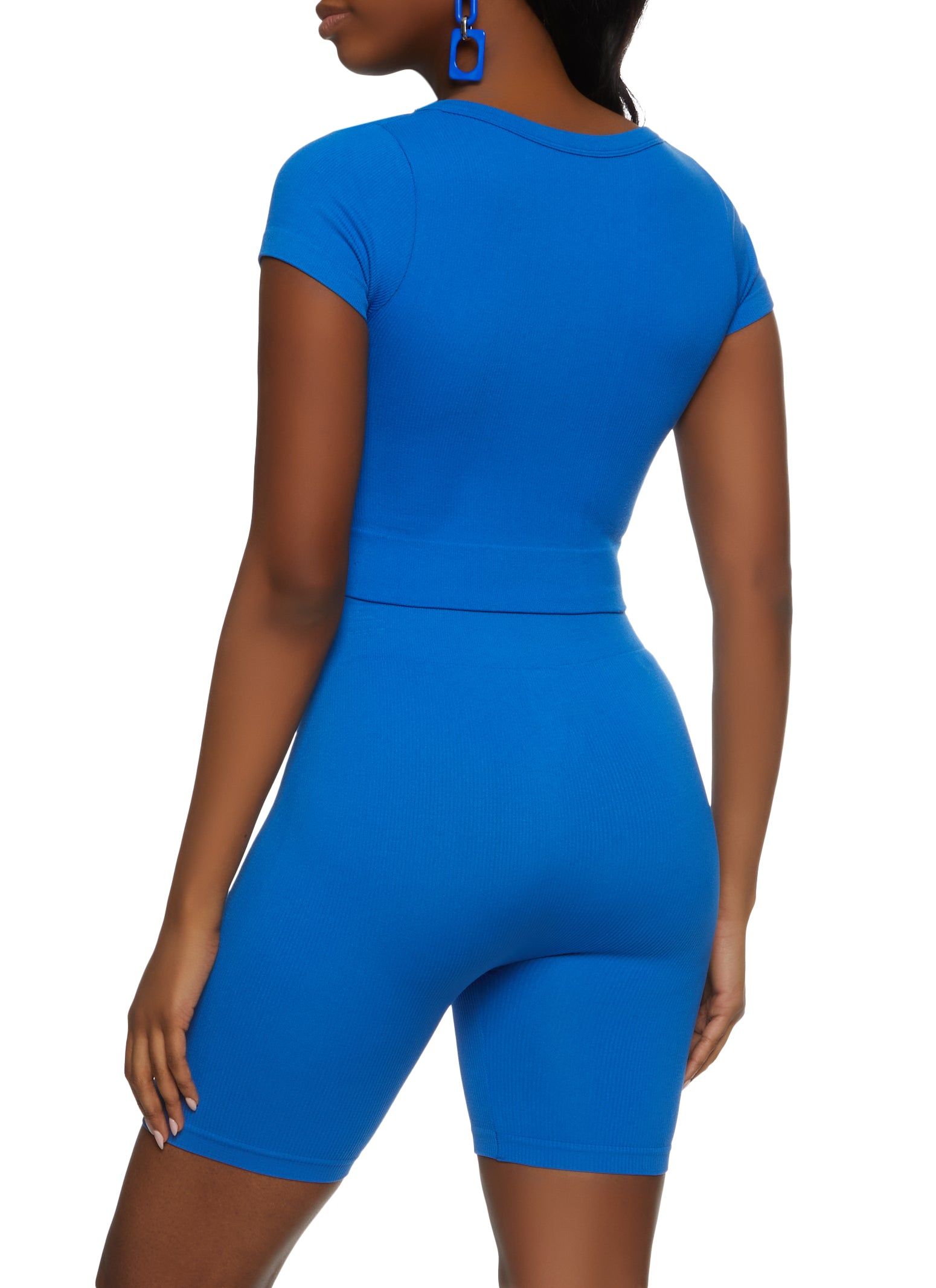 Rib Knit Seamless Crop Top and Biker Shorts sold by Rainbow product image thumbnail 2