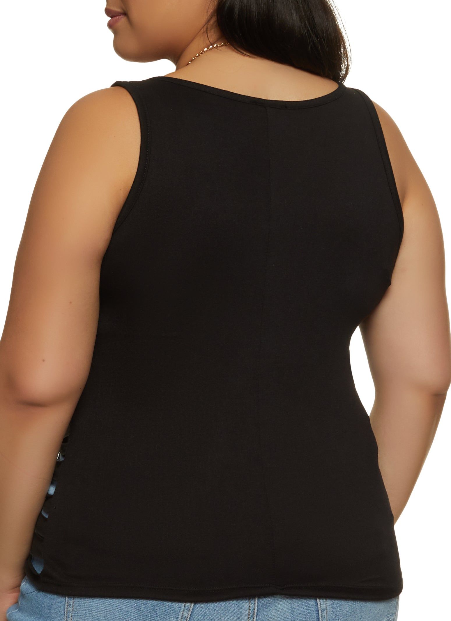 Plus Size Paradise Laser Cut Tank Top with Necklace sold by Rainbow product image thumbnail 2