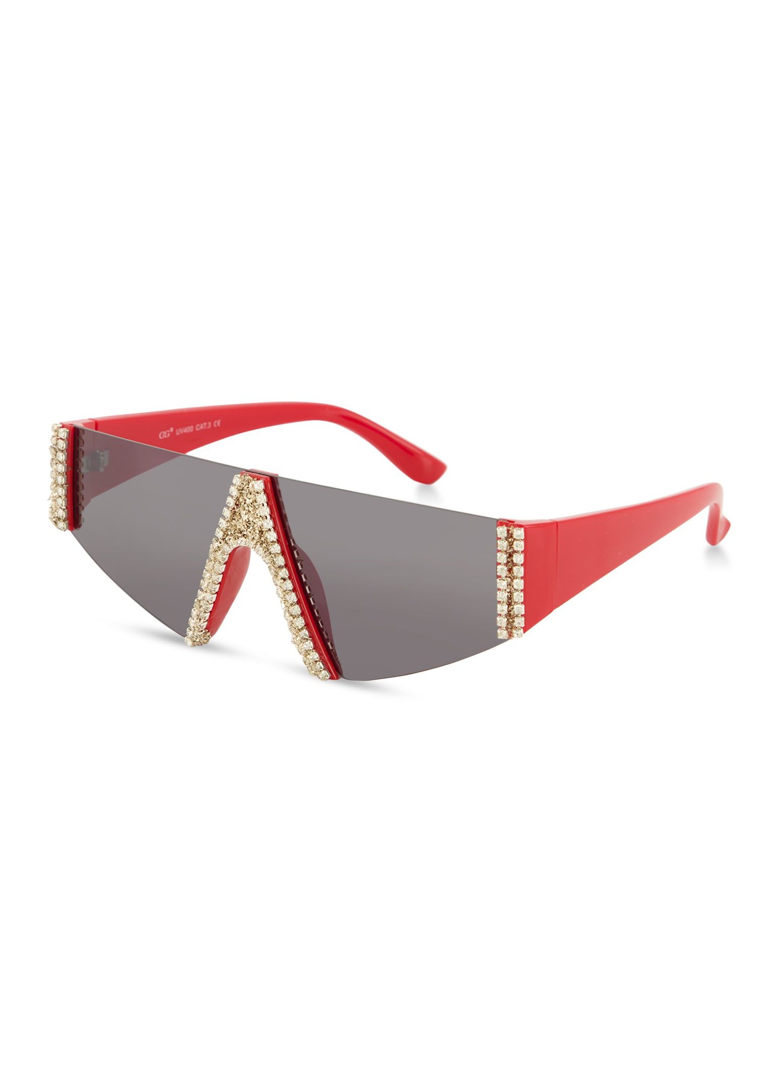 Rhinestone Flat Top Rimless Shield Sunglasses sold by Rainbow product image thumbnail 2