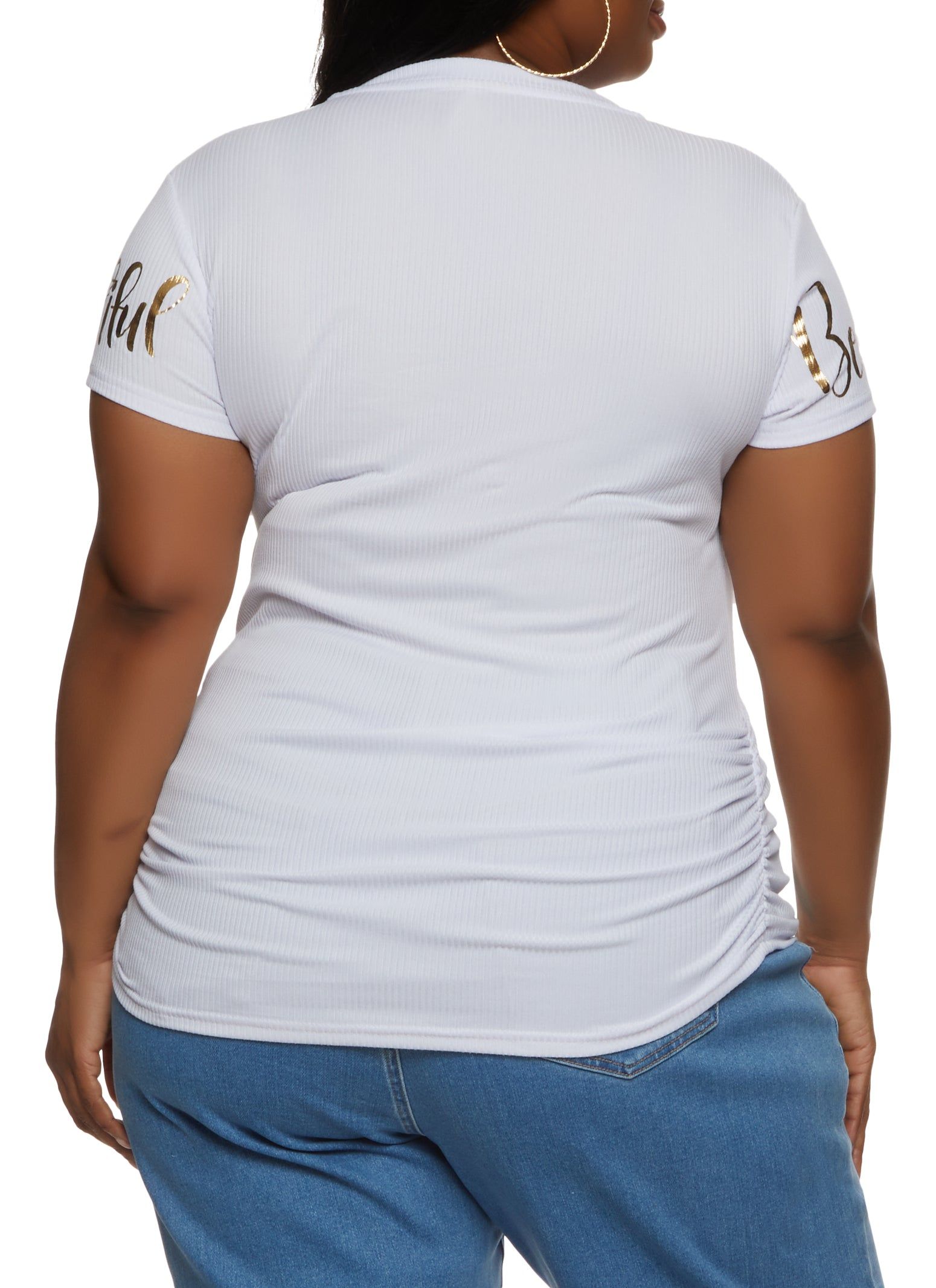 Plus Size Foil Screen Ruched Graphic Tee sold by Rainbow product image thumbnail 2