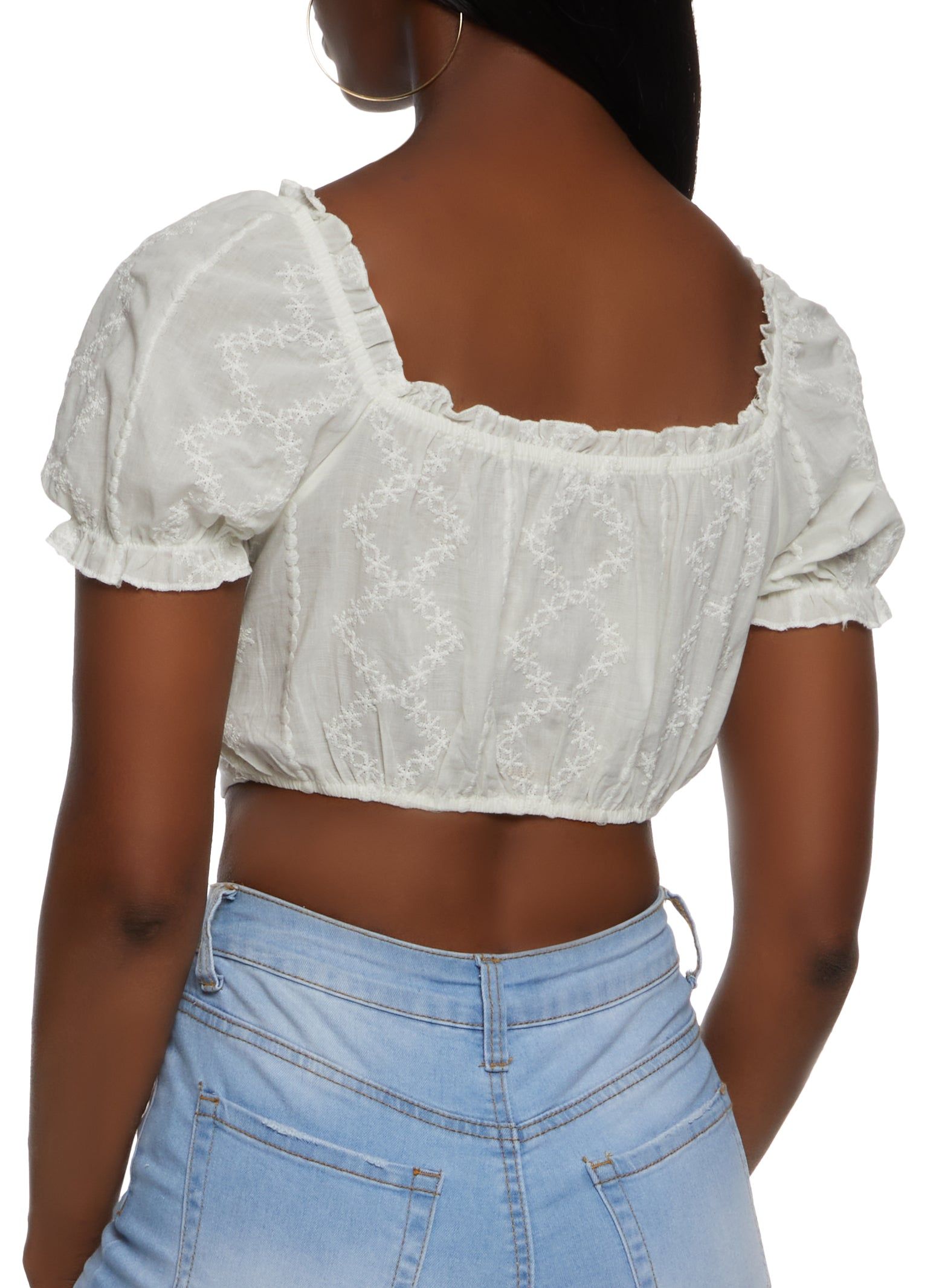 Solid Peasant Cropped Top sold by Rainbow product image thumbnail 2