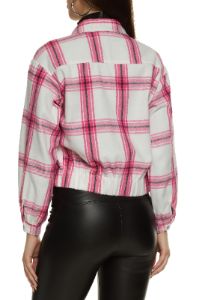 Plaid Button Front Pocket Detail Shacket sold by Rainbow