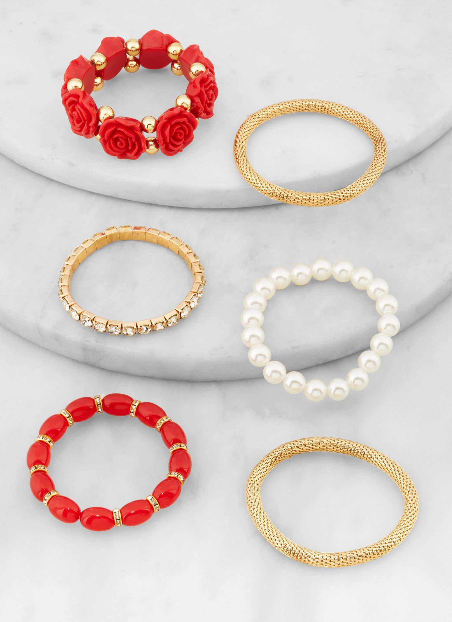 Set of 6 Beaded Rose Stretch Bracelets sold by Rainbow product image thumbnail 2