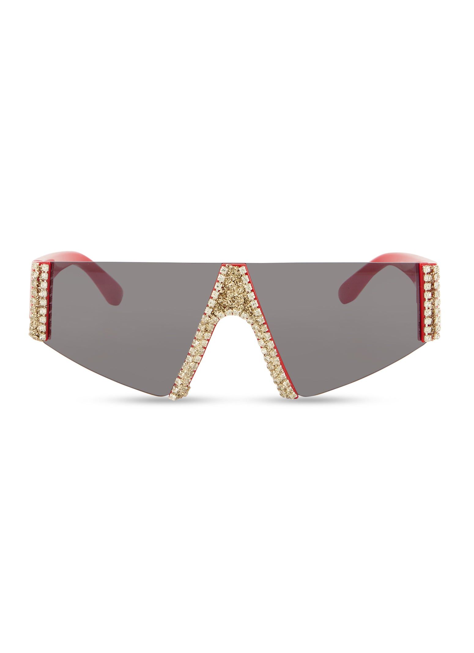 Rhinestone Flat Top Rimless Shield Sunglasses sold by Rainbow