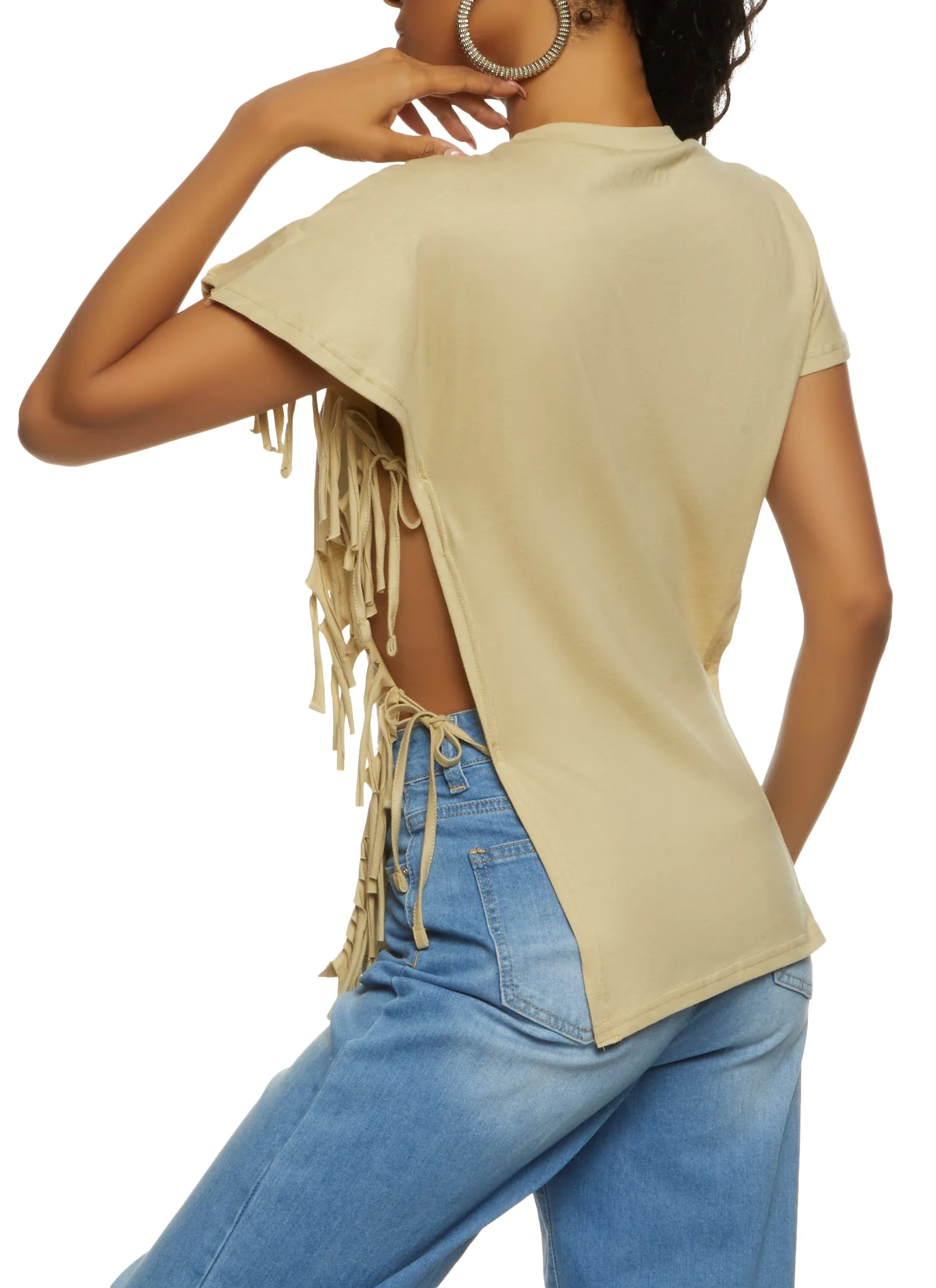 Its The Melanin For Me Fringe Side Tie Tee sold by Rainbow product image thumbnail 2