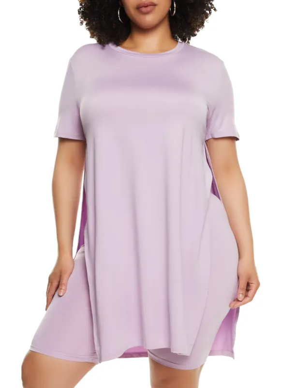 Plus Size Daisy High Slit Tunic Tee sold by Rainbow