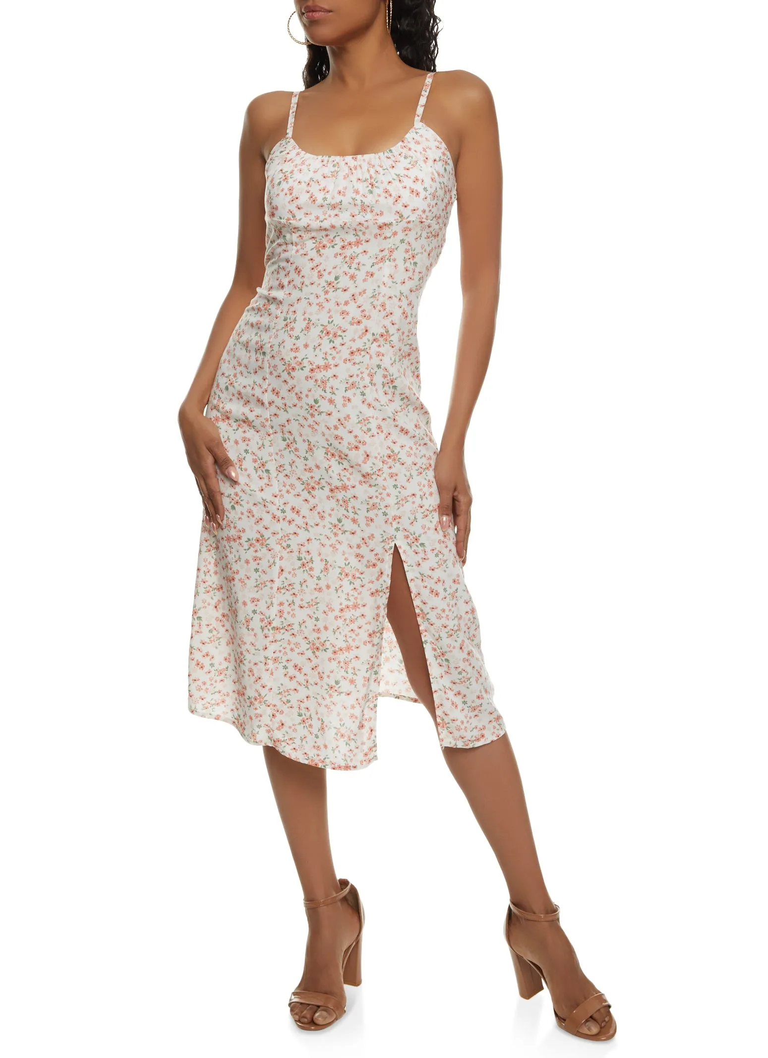 Almost Famous Floral Split Thigh Dress sold by Rainbow