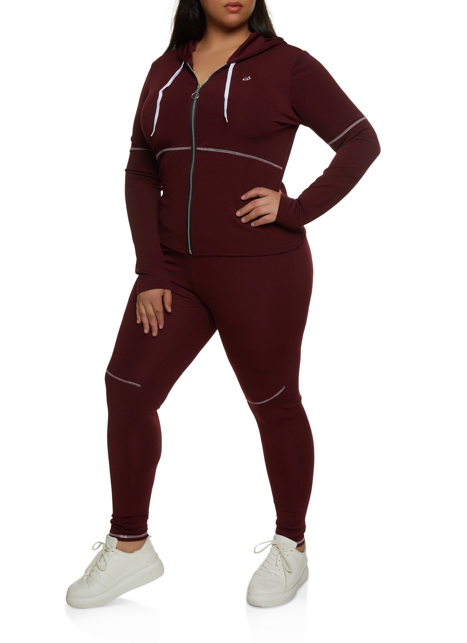 Plus Size Contrast Stitch Detail Track Jacket sold by Rainbow product image thumbnail 2