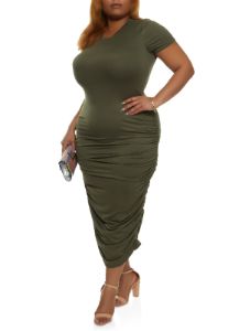 Plus Size Ruched T Shirt Maxi Dress sold by Rainbow