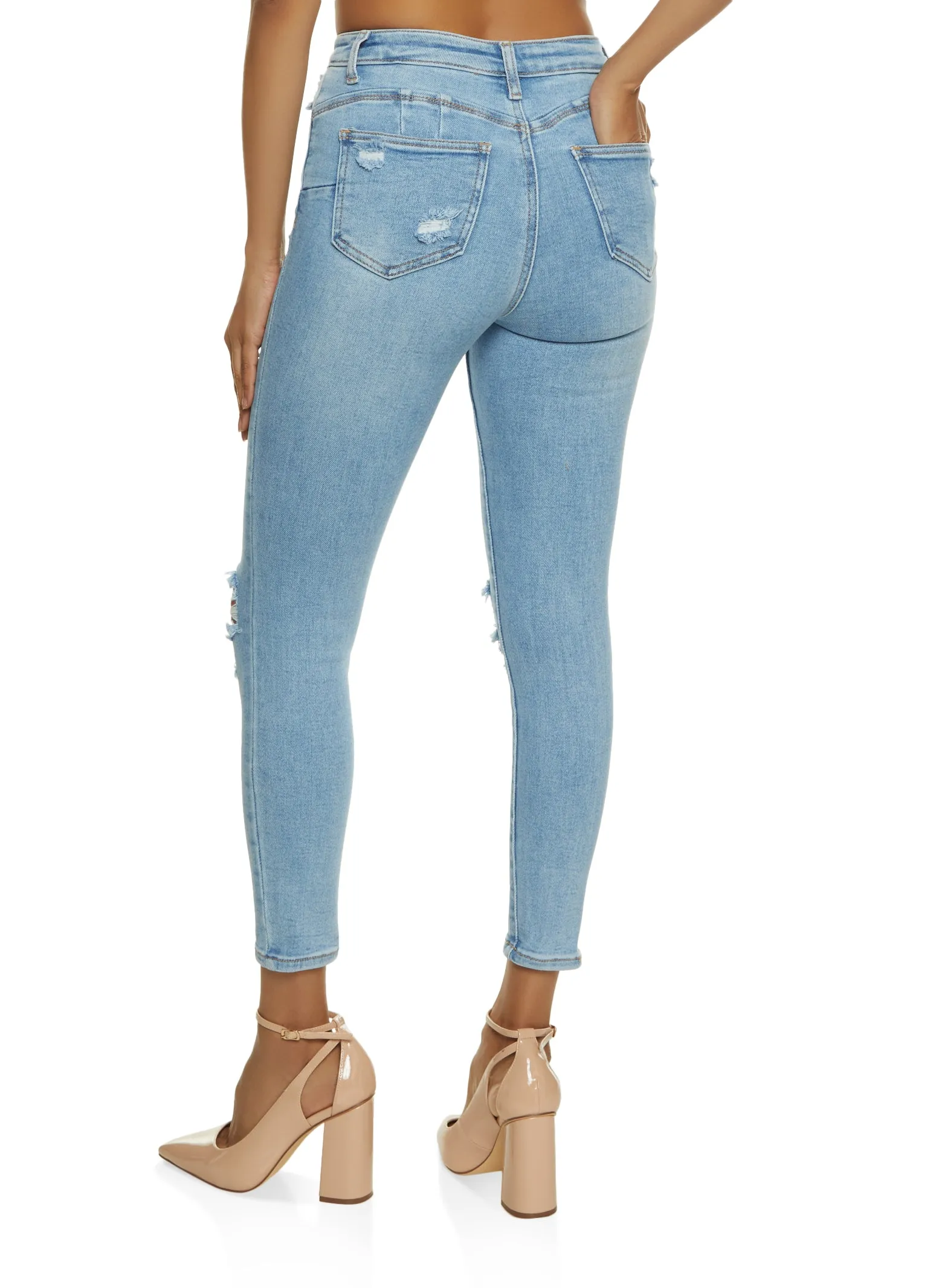 WAX Distressed High Waist Skinny Jeans sold by Rainbow product image thumbnail 3