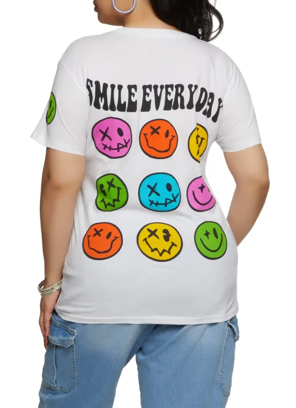 Plus Size Smile Everyday Graphic Tee sold by Rainbow