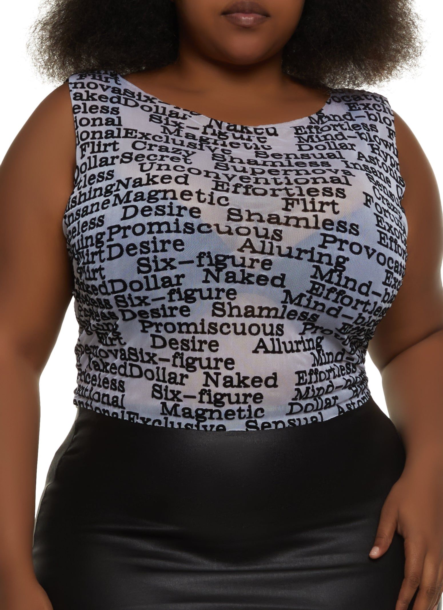 Plus Size Six Figure Mesh Tank Top sold by Rainbow