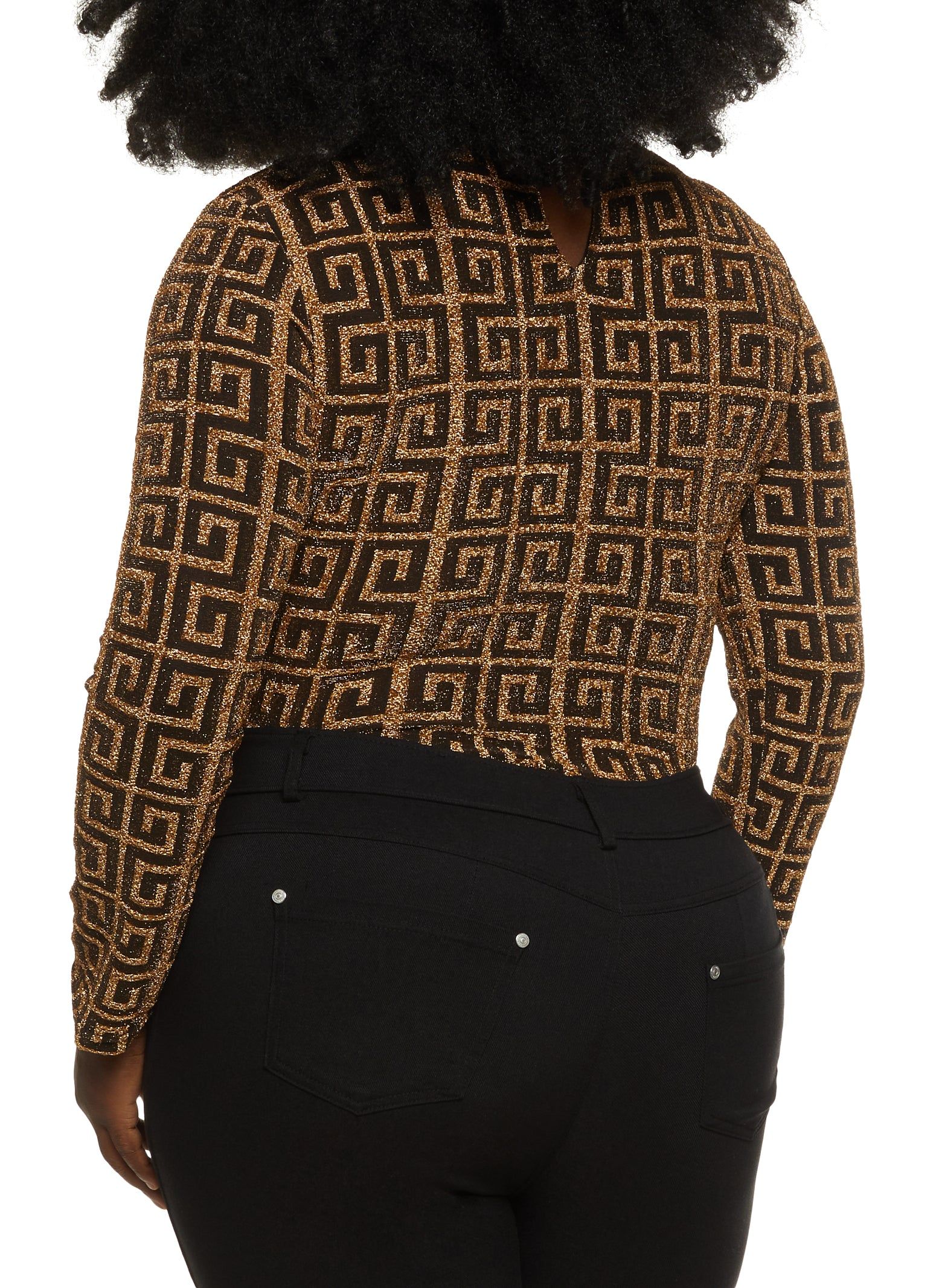 Plus Size Lurex Maze Print Bodysuit sold by Rainbow product image thumbnail 3